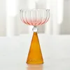 ワイングラス不規則なグラデーションガラスカップツートーンウォーターセンシングクリエイティブリップルシャンパンホームバー用品