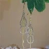 Dingle örhängen Temperament Luxury Zircon Double-Layer Water Drop Tassel Kvinnor Fashion Bankett Tillbehör Jycken Jubileumsgåvor