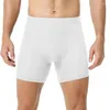 Calzoncillos Boxer de seda de hielo para hombre, ropa interior de pierna larga, bragas deportivas sin costuras, pantalones cortos transpirables suaves para gimnasio y Fitness