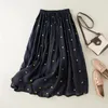 Saias Limiguyue Polka Dot Algodão Linho Saia Mulheres Cordão Elástico Cintura A Linha Casual Vintage Big Swing Plissado Verão U385