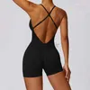 Women's Tracksuits Sleeveless Sports Jumpsuit Fitness Overalls Short Workout Rompers Women Gym Bodysuits Up One-Piece Suit 24318