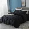 Housse de couette en tissu brossé, housse de couette douce et confortable avec fermeture éclair, taie d'oreiller de literie gris noir 230308