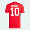 2024 25 Wales Futebol Jerseys Bale Wilson Allen Ramsey World National Team Cup Rodon Vokes Home Camisa de Futebol Manga Curta Homens Kiids Uniformes Fans Versão