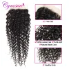 Stängning Afro Kinky Curly Weave Human Hair Bunds med stängning Cynosure Brasiliansk hårväv 3 -buntar med stängning Remy hår