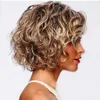 Synthetic Wigs Little Sweetheart Wig Womens Fashion Partial Gradual Golden Short Curly Hair Oblique Bang Head Cover 240328 240327