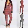 Sexy Pyjamas Abdl Onesie Plaid Print Button-down-Vorderseite Funktioneller V-Ausschnitt geknöpfter Flap-Overall Combinaison Pyjama Femme Sexy 24318