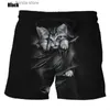 Shorts masculinos nova moda bonito gato gráfico board shorts para homens 3d impresso casual unisex engraçado animal praia natação shorts homens troncos y240320