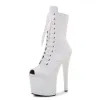 Buty sdtrft rurka taniec stilettos 17 cm cienkie wysokie obcasy kostki platformy Platforme Peep Toe Bride buty botas mujer impreza unisex pompki unisex