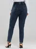 LIH HUA Jeans da donna taglie forti Jeans eleganti autunnali chic per jeans lavorati a maglia in cotone da donna paffuti240318