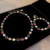 Colorful diamond necklace bracelet court style personality temperament clavicle chain bracelet