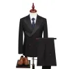 Costumes Nouveau haut de gamme hommes costume robe De mariée meilleur homme deux pièces costume pistolet revers col Double boutonnage costume tendance Trajes De Hombre