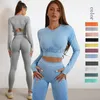 Kvinnors spårningsdräkter 2st Sömlöst Set Women Tracksuit High midje Leggings Workout Sportwear Gym Kläder Fitness Crop Top Sports Sport Gym Set 24318