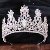 Luxury Barock Crystal Tiaras och Crowns Vintage Rhinestone Prom Diadem Women Bridal Wedding Hair Accessories smycken Ornament 240305