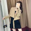 Women's Suits DAYIFUN Solid Casual Blazers Lady Spring Autumn Temperament Short Suit Jackets Women Tops Hong Kong Style Long Sleeve Coats