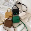 Shoulder Bags Fashionable Korean Version Of Solid Color Handheld Small Square Bag Chocolate Children's Crossbody Lipstick B