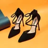 Dress Shoes 9cm Women's High Heels Suede Pumps For Women Pointed Stiletto Fashion Sexy Black Wedding Nude Bridal Sandals