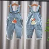 Barn babykläder jumper pojkar flickor dungarees spädbarn lektion byxor denim jeans overaller småbarn jumpsuits 240307