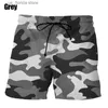 Mäns shorts kamouflage grafiska shorts för män 3d tryck sommar plus size casual board shorts mens andningsbara snabba torra badstammar y240320