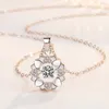 Pendant Necklaces Exquisite Cherry Blossoms Necklace Korea Sweet White Gold Plated Rotatable Zircon Crystal Daily Jewelry Gifts