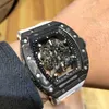 Fibra di carbonio Richa Hollow Milles Out Orologio meccanico automatico da uomo personalizzato per sport leggeri, atmosfera fantastica