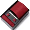 Designer Tie Herr Mens Suit Solid Business Present Box Pocket Thandduk Manschettknappar {Kategori}