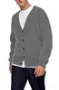 Mężczyźni Solidny kolor Vneck Cardigan Long Rleeve Slim Single Breasted Mens Kreska Koszulka 240307