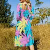 Casual Dresses Neon Palm Trees Dress Female Plant Print Stylish Sexig Söt grafisk Vestidos 4xl 5xl 6xl