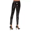 Women's Pants Fashion Spring Fall Women Sexy Open Zipper Crotch Patent Leather Tight Office Lady Bright PU Trousers Girl Party Gift Tr20