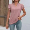 Women's T Shirts Casual V-Neck Solid Color Ruffle Sleeve Loose Top Cropped Y2k Tops Cute Tank Luxury Clothes Women