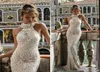 Julie Vino Primavera 2020 Abiti da sposa a sirena Abiti da sposa in pizzo con scollo all'americana con perline Abito da sposa da spiaggia con applicazioni di lunghezza del pavimento5559433