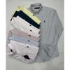 2024 Spring i jesień stały kolor mały koni chłopiec z długim rękawem bawełniana koszulka biznesowa Stripe Lasual Mens Oxford Textile Polo Fashion66