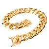 Bracelets à maillons pour hommes et femmes, 15mm de large, Hip Hop, Miami, chaîne cubaine, couleur or, breloque de rue, bijoux pour femmes, 8-10 pouces