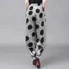 Damesbroeken Zomer Elastische taille Mode Polka Dot Printing Haren Vrouwen High Street Casual Losse zakken All-match Y2K-broek