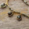 Senaste Natural Stones labradorite Teardrop Pendant Halsband Kvinnor Utsökta Gemstones Charm Pärled Choker OL Jewelry 240311