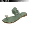 Sandały Kravoo 2023 Kobiety Summer New Slipper Pineaspple Pearl Flat Toe Bohemian Summer Beach Sandals Buty Buty Plus Size Majer Verano