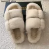 Chinelos 2024 Womens Fur Slider 100% Genuine Mink Leather Slider Estação Europeia Womens Fur Slider Flat Shoes Elegante e Luxuoso Q240318