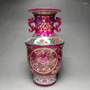 Vasen Exquisite chinesische Pastell-Porzellan-Drachenblume mit zwei Ohren, besondere dekorative Vase