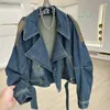 Jaquetas femininas streetwear denim para mulher 2024 ropa mujer retalhos de couro plutônio casual outwear y2k topos harajuku moda vintage casacos