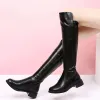 Bottes Pofulove Cuisine High Boots Black Over the Knee Boots Hiver Automn Shoes Femme Punk Goth Shoes Taille 41 Botas pour femmes