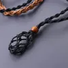 Bolsas de joyería con longitud ajustable, soporte de collar de cristal trenzado tejido a mano, cordón, piedra vacía