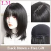 Synthetic Wigs LM Dark Brown Wig Long Wave Wigs for Women Synthetic Hair Wig With Bangs Heat Resistant Party Daily Natural Use 240328 240327