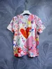 2024 Spring New Round Neck Printed Beaded T-shirt Versatile for Daily Use