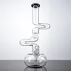 Bangs de bécher en verre de conception unique 16 pouces Big Bong 7mm d'épaisseur Ziggy Zong Narguilés Pipes à eau en verre capiteux Vert Clear Dab Rigs avec bol à tige descendante diffuse LXMD2013