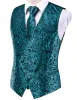 Gilets Nouveauté Slim 4PC Gilet Cravate Boutons de Manchette Hanky Gilet en Soie pour Hommes Cravate Ensemble pour Costume Robe De Mariage Paisley Floral Gilets Fat