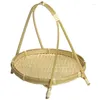 Kitchen Storage Bamboo Weaving Straw Baskets Fruit Bread Food -Single Layer