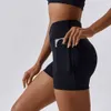 Lu justera anpassa Lu Lemon Torkning Yoga Quick Women's Hip Pocket Running Fiess Gym Övning Cross Midje Tight Sports Shorts Women 2024 Gym Jo