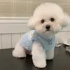 Cão vestuário 2024 rosa azul ovo flor colete inverno poodle teddy bichon roupas quentes botão aberto roupas de pelúcia duas pernas