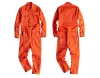 Overalls New Lapel Long Sleeve Orange Red Men's Jumpsuit Hip Hop Casual Loose MultiPocket Overalls Comfortable Cargo