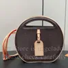 10A Mirror Quality Designers Small Around Me Bags 22.5cm Womens Coated Canvas Round Clutch Luxurys Handle Handbags Brown Purse Crossbody Shoulder Strap Box Bag