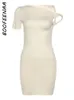 BOOFEENAA Asymmetrical Twist One Shoulder Mini Dress Kylie Jenner Outfits Womens Summer Dresses Fashion Clothing C96AG19 240318